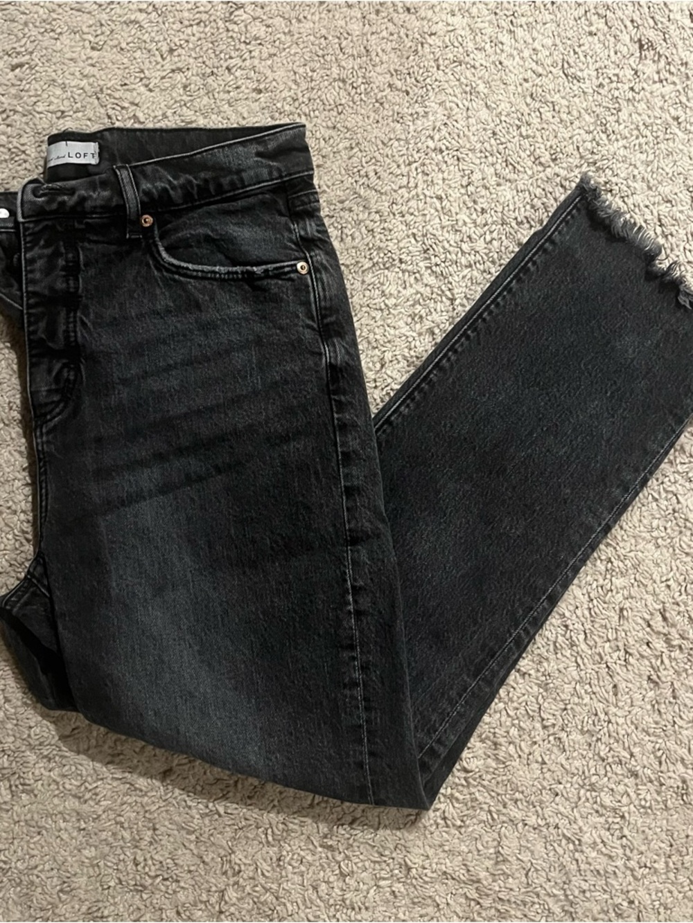 LOFT High-Rise Black Straight-Leg Jeans